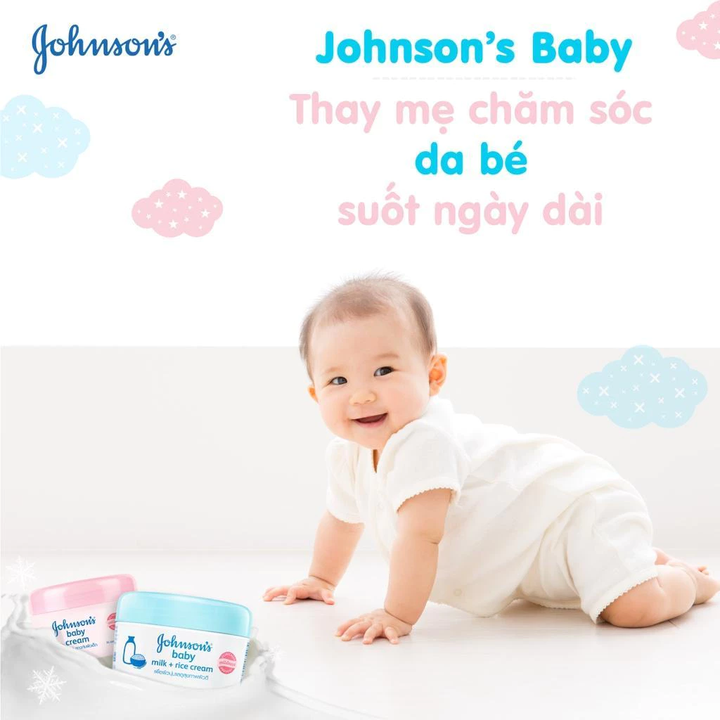 Kem dưỡng da chứa sữa & gạo Johnson's Baby cream 50g 