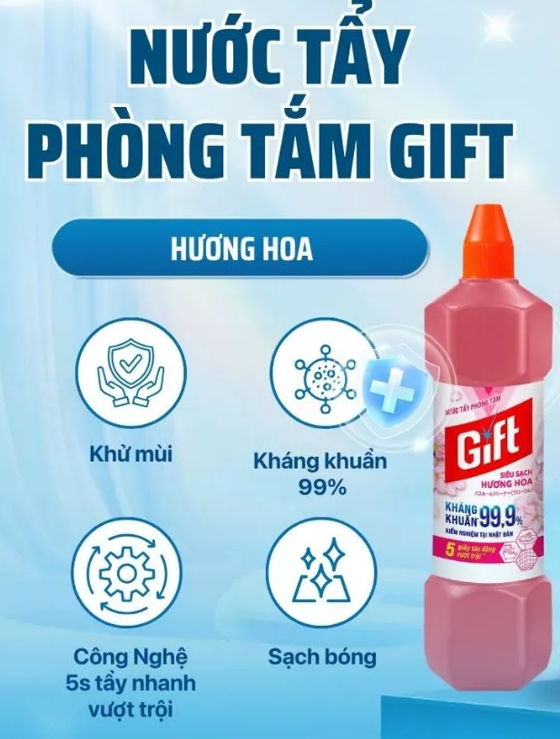  Tẩy toilet/bồn cầu Gift 900ml tiết kiệm tẩy rửa siêu sạch nhà tắm toilet bồn cầu đa năng không mùi 