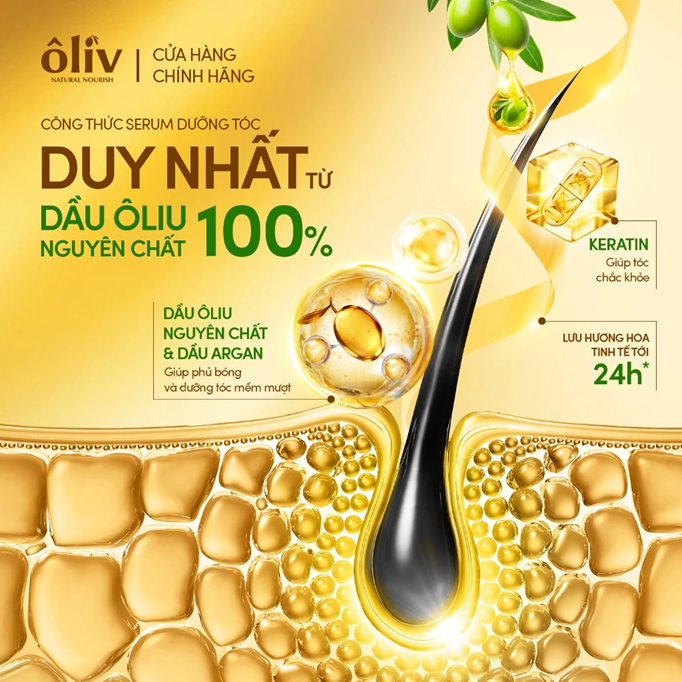  Serum Dầu Dưỡng Tóc Ôliv Không Bết Tóc, Bóng Mượt Tức Thì, Phục Hồi 5 Dấu Hiệu Hư Tổn 100ML 