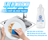  Nước Rửa Chén EZ Clean 800gr, sạch nhanh dầu mỡ, không phẩm màu, dịu nhẹ da tay, bổ sung vitamin E 