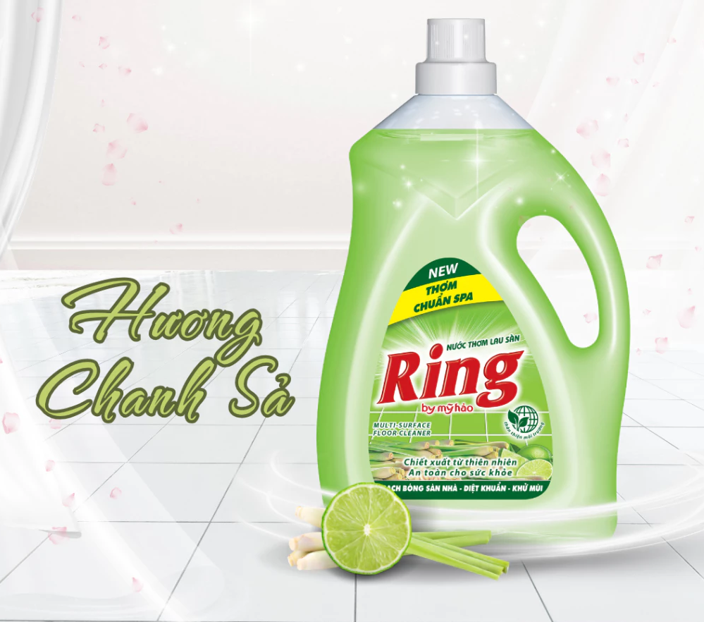  Nước Lau Sàn Chiết Tinh Dầu Thiên Nhiên Ring Ngăn Côn Trùng Hiệu Quả, Sạch Bóng, Sảng Khoái Bình 3.6Kg 