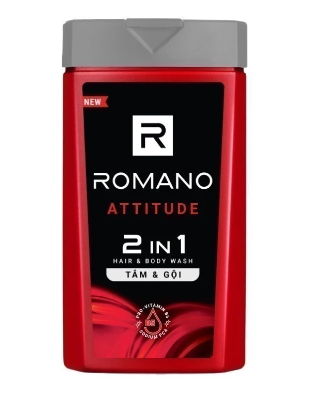  Tắm gội cho nam 2 trong 1 Romano 2in1 180g/chai 