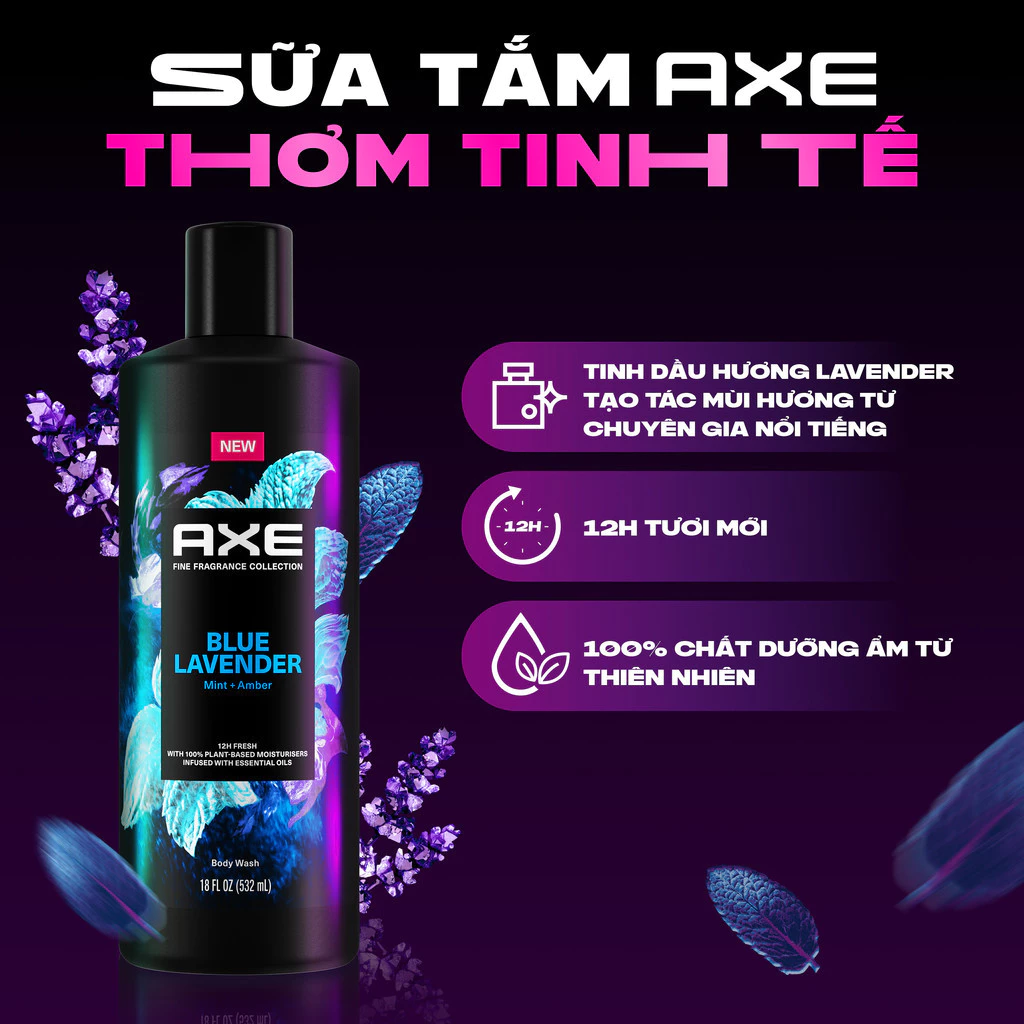  Sữa Tắm Nước Hoa Nam Cao Cấp Axe Thơm Tinh Tế 532ml 