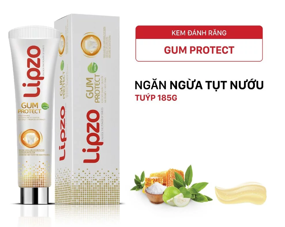  Kem Đánh Răng Lipzo Gum Protect 185g Ngừa Tụt Nướu, Bảo Vệ Chân Răng, Kháng Khuẩn 