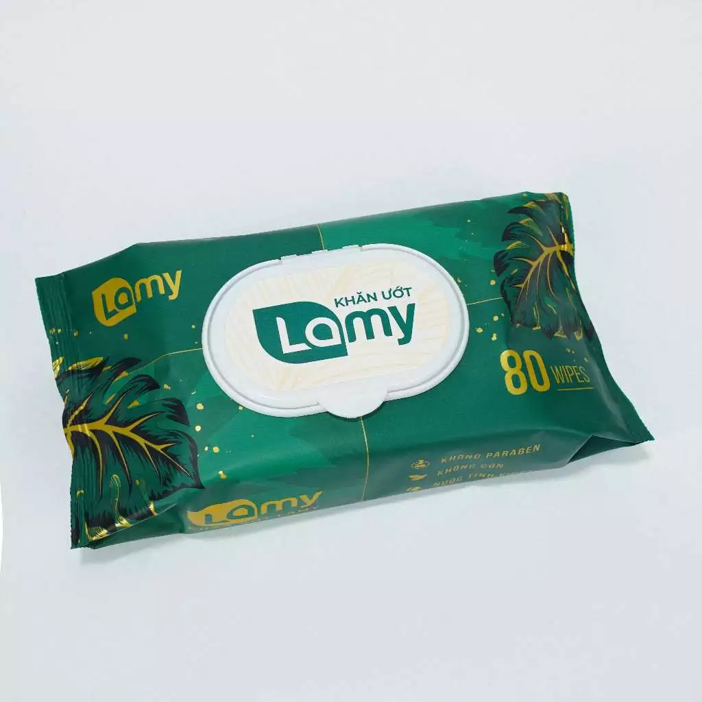  Khăn ướt Lamy gói 80 tờ không mùi không cồn không parabens cao cấp an toàn dành cho bé 