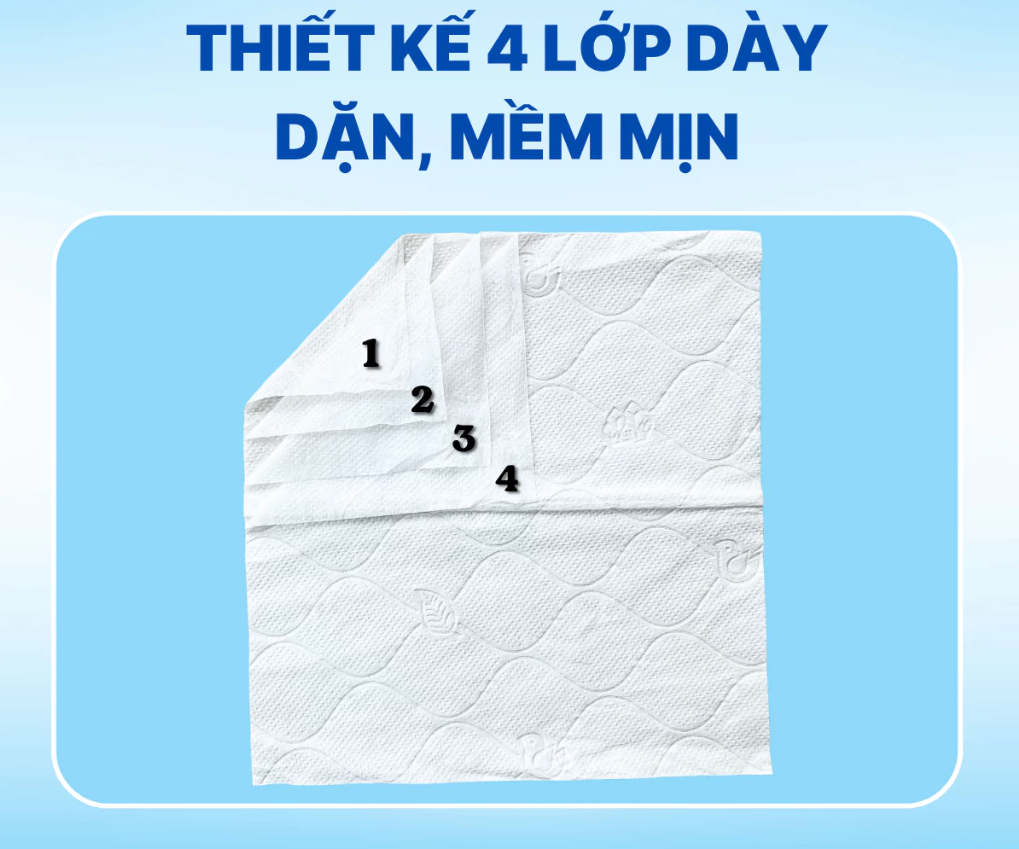  Giấy Đa Năng Rút Đáy Đa Năng Tím Elène 4 Lớp 1280 Tờ/320 Rút - Cao Cấp, Mềm Mịn, An Toàn 