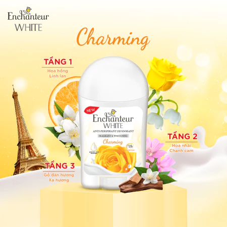  Sáp Khử Mùi Enchanteur Khô Thoáng Dưỡng Trắng từ Niacinamide Hương Nước Hoa Pháp Cao Cấp 40g 