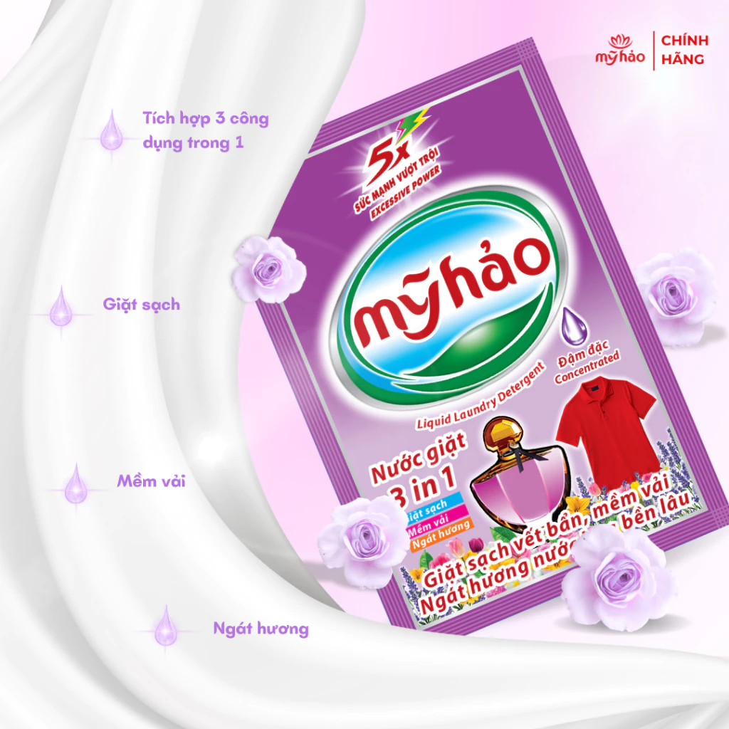  Nước Giặt 5X Đậm Đặc Mỹ Hảo Tiết Kiệm Và Tiện Lợi Gói 38g x 200 gói/ thùng 
