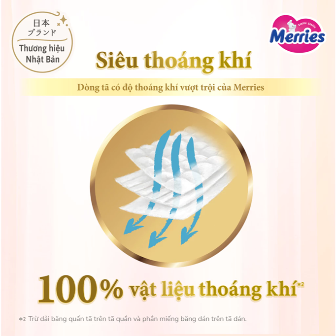  Tã Dán Merries Siêu Thoáng Khí Size NB - 62 miếng (dành cho bé dưới 5kg) 