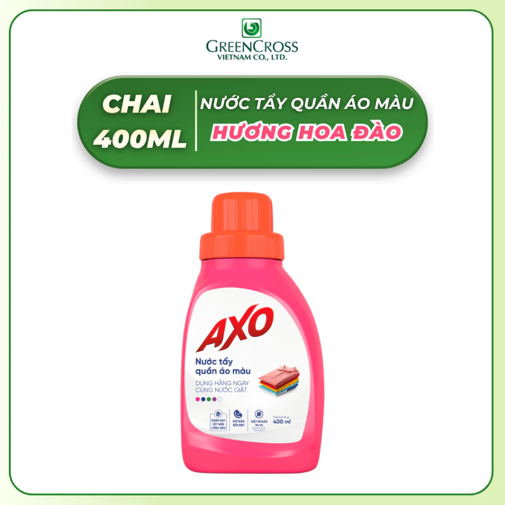  Nước Tẩy Quần Áo Màu AXO 400ml – Tẩy Sạch Vết Bẩn, Giữ Màu Vải, An Toàn Cho Quần Áo Màu 
