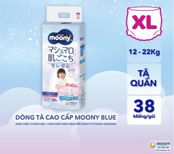  Tã quần cao cấp Moony Bé Gái L44/XL38/XXL26 - Nhập khẩu Nhật Bản 