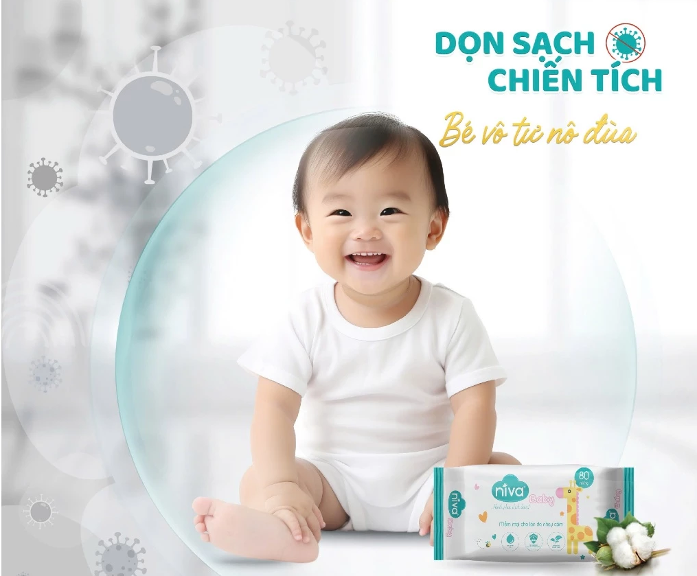  Khăn Ướt Không Mùi Cho Bé Niva Baby NB1 – 80 Tờ/Gói, Không Cồn, Dịu Nhẹ, An Toàn 