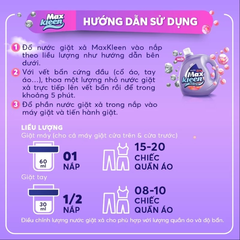  Nước Giặt Xả MaxKleen 3.8L công nghệ ultra kép 2 in 1 
