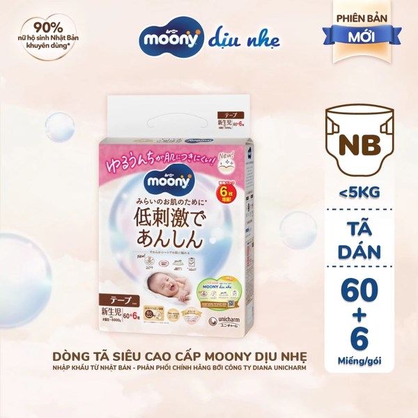  Tã dán Moony Dịu Nhẹ siêu cao cấp NB/S/M/L 