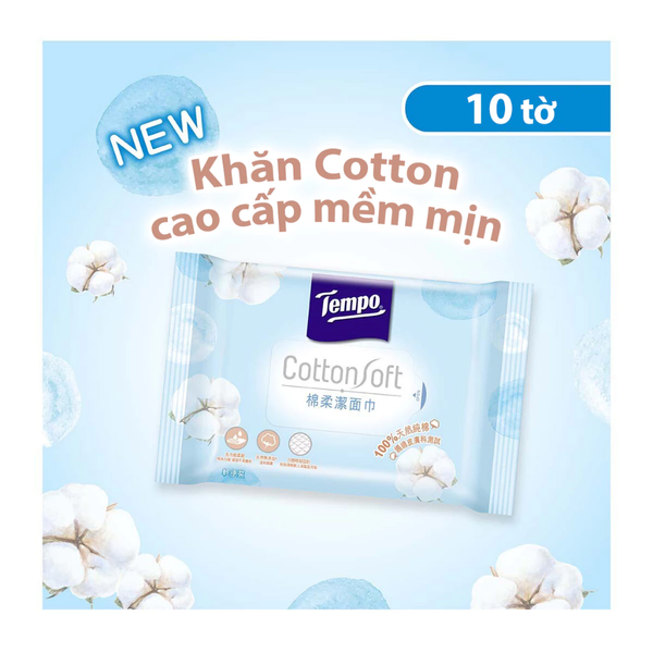  Khăn Cotton cao cấp Tempo dạng rút - làm từ cotton mềm mịn, an toàn cho da- Thương hiệu Đức 