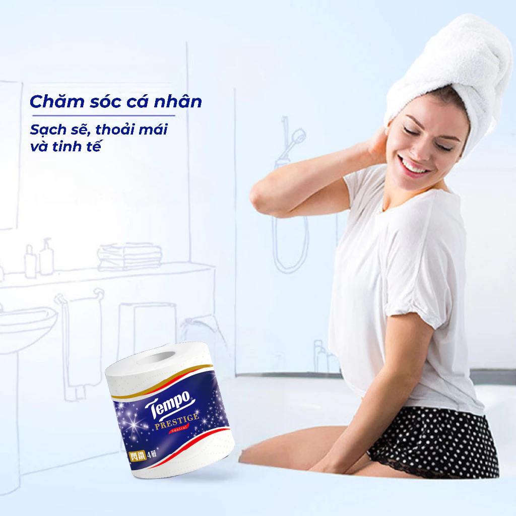  Giấy Vệ Sinh Cao Cấp Prestige 4 Lớp Tempo Bền Dai Thương Hiệu Đức 
