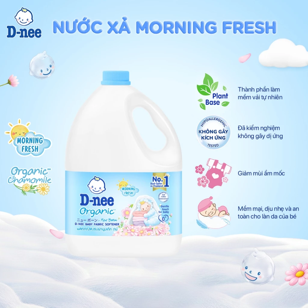  Nước xả vải D-nee cho trẻ sơ sinh, thơm lâu, giúp quần áo mềm mại phù hợp cho làn da nhạy cảm Can 2800ml 
