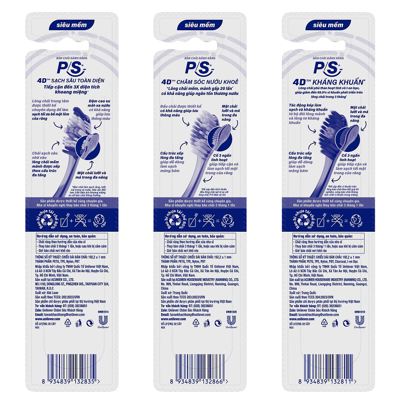  Bộ 6/8 bàn chải đánh răng P/S 4D 