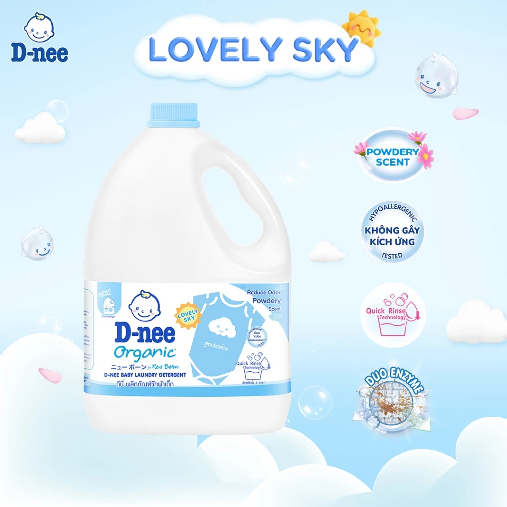  Nước giặt D-nee cho trẻ sơ sinh, mềm dịu, thơm nhẹ, không hư hại quần áo - Can 3000ml 