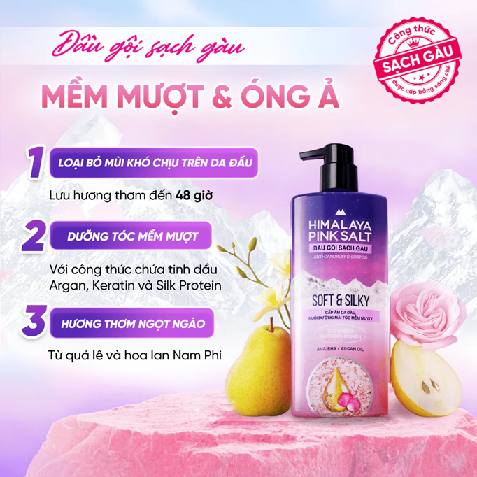  Dầu gội Himalaya Pink Salt Muối Hồng/ Da Đầu Ngứa/ Ngăn Rụng Tóc giúp mềm mượt óng ả 650ml 