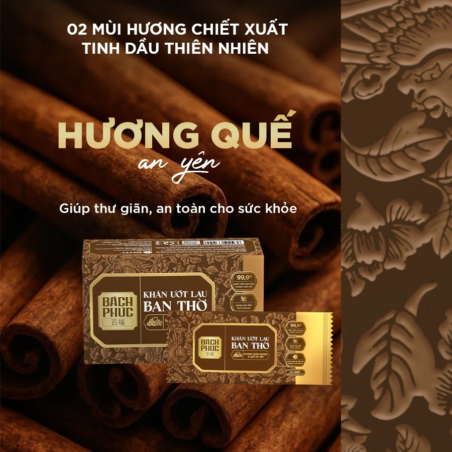  Khăn ướt lau ban thờ Bách Phúc 20 chiếc/hộp, bao sái ban thờ, nguồn gốc thực vật, hương trầm, quế 