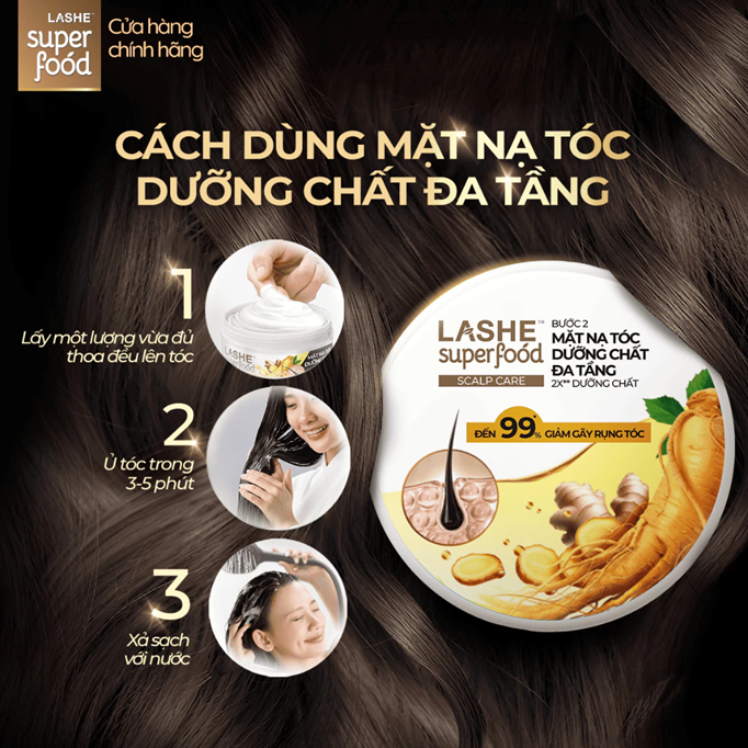  Mặt Nạ Tóc Dưỡng Chất Đa Tầng LASHE SUPERFOOD SCALP CARE 220G 