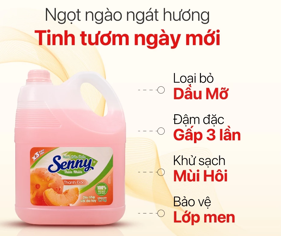  Nước Rửa Chén Dầu Rửa Bát Senny Khử Mùi Loại Bỏ Dầu Mỡ Bảo Vệ Lớp Men Bát Đĩa 3.5kg 