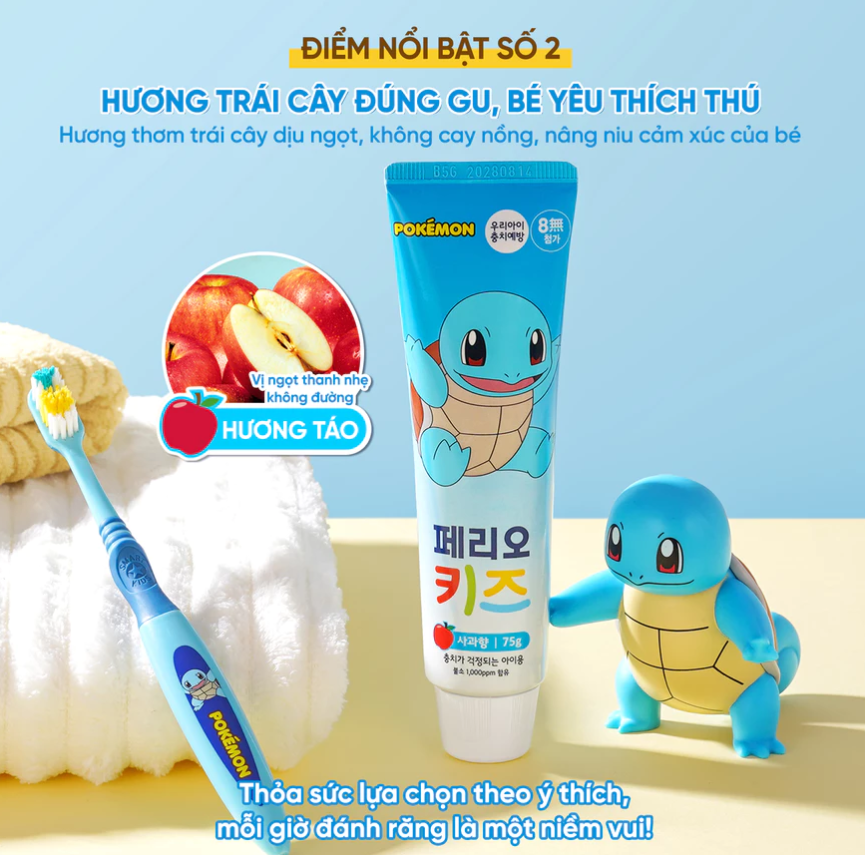  Kem đánh răng trẻ em PERIOE (6 tuổi trở lên) - Hương dâu ngọt ngào 