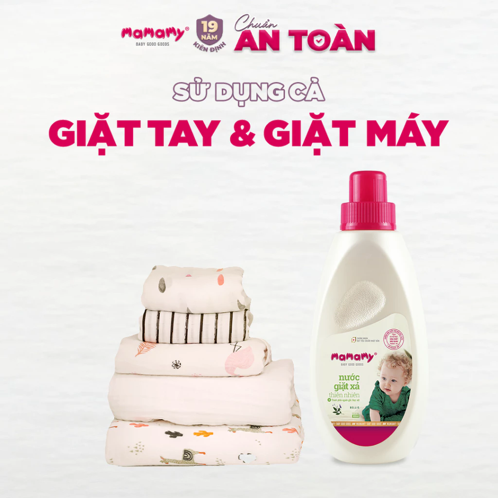  Nước giặt xả cho bé, nguồn gốc tự nhiên Mamamy an toàn, tiện lợi túi có vòi phiên bản mới 200-800ml 