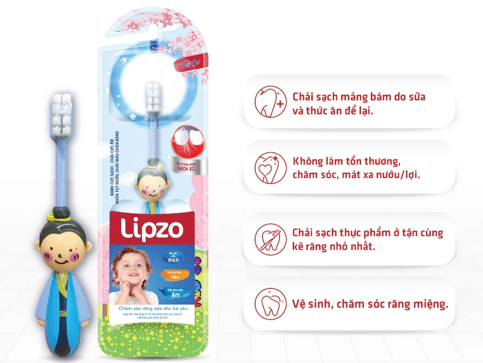  Bàn Chải Đánh Răng Trẻ Em LIPZO Kids S3 – Lông Chỉ Tơ Nha Khoa Mềm Mại Cho Bé Từ 2 Tuổi 