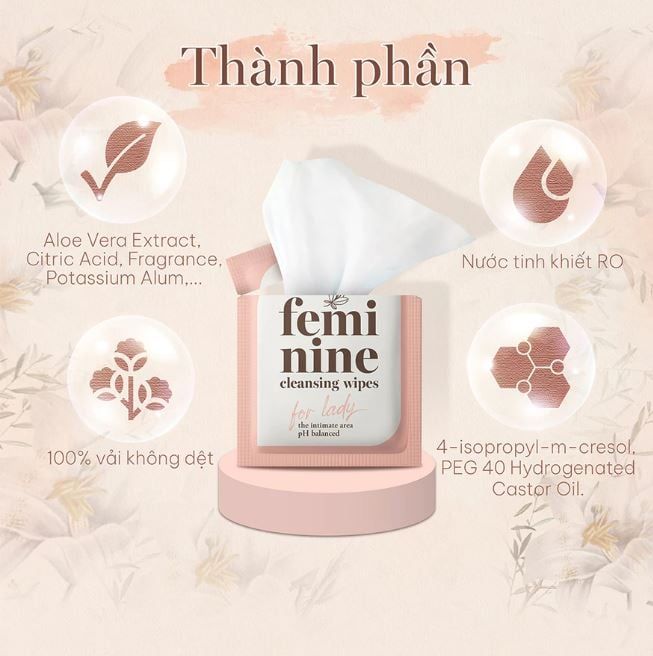  Khăn ướt vệ sinh vùng kín phụ nữ EcoWipes gói 1 tờ travel size hương hoa Daisy Hộp 20 gói 
