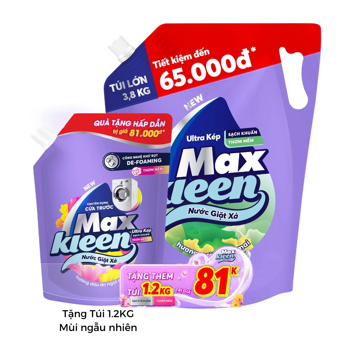  Túi Nước Giặt Xả MaxKleen 3.8kg/ 3.6kg + Túi Nước Giặt Xả 1.2kg Mùi ngẫu nhiên 
