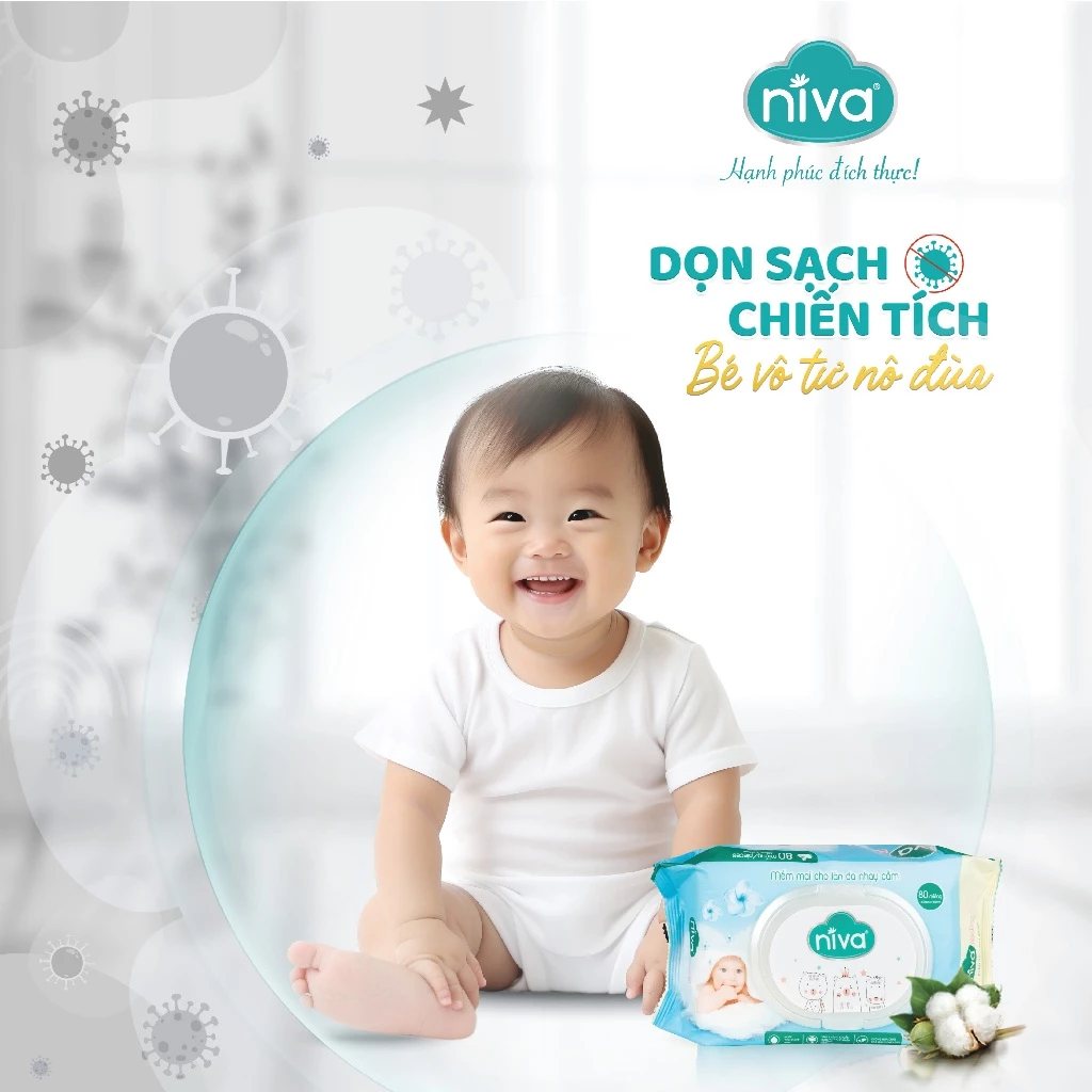  Khăn Ướt Đa Năng Không Mùi Niva Gói 80 Tờ Tiện Dụng, Diệt Khuẩn, An Toàn Cho Trẻ Sơ Sinh Phụ Nữ Mang Thai 