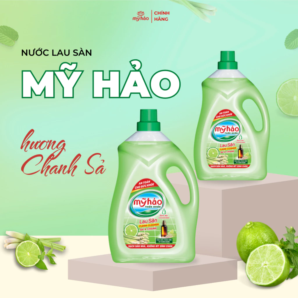  Nước Lau Sàn Thiên Nhiên An Toàn Mỹ Hảo Sạch Bóng Thơm Mát Bình 3.6 KG 