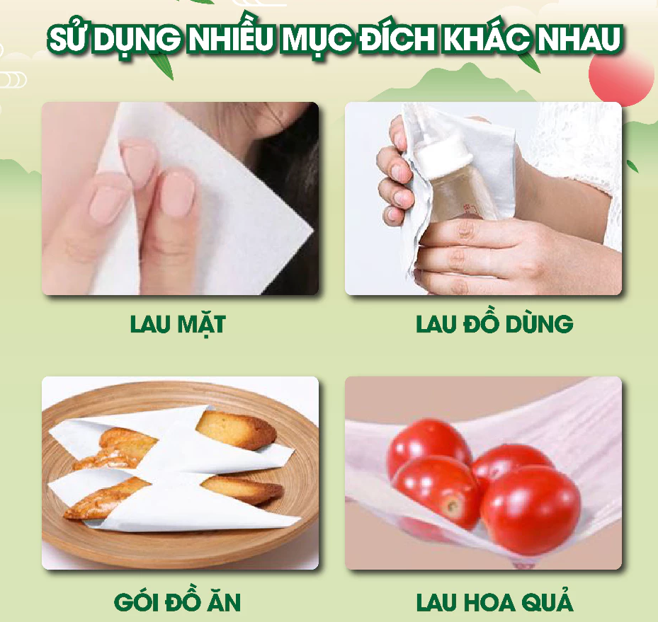  Giấy Dưỡng Ẩm Dân Gian MyLan Cao Cấp Dày Dai Mềm Mịn Thấm Hút Tốt 175x120mm 144 Tờ 