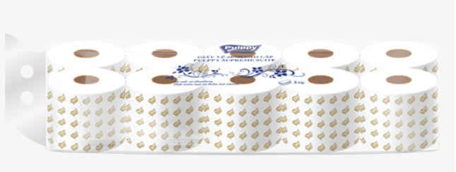  Giấy Lụa Cuộn Cao Cấp Pulppy Supreme AFH 1  -  10  cuộn 3 lớp 