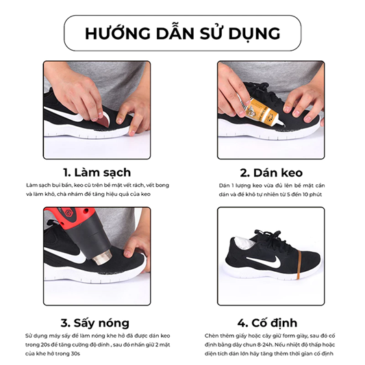  Keo dán giày dép trong suốt siêu dính, keo dán giày thể thao dùng nhiệt không hư tổn da XIMO 