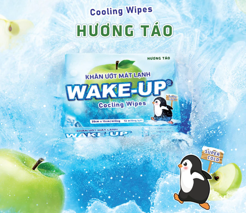  Khăn ướt mát lạnh Wake-up mini 12 miếng, lốc 3 gói Khử Mồ Hôi Hiệu Quả 