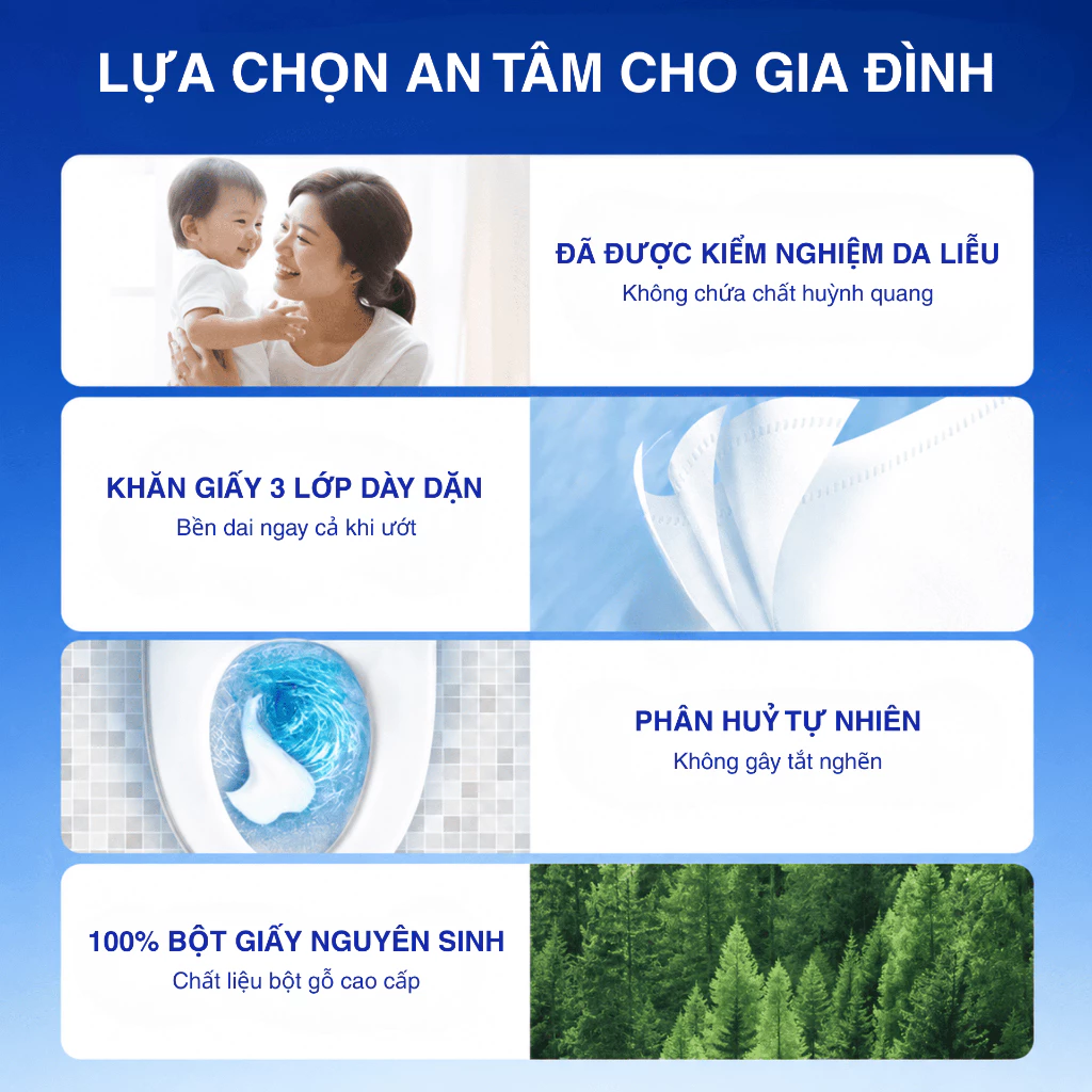  Giấy vệ sinh cao cấp Vinda Classic Blue 3 lớp bền dai thương hiệu Đức (Lốc 10 Cuộn) 