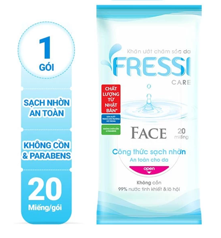  Khăn ướt chăm sóc da Fressi Care Face gói 20 miếng/gói 