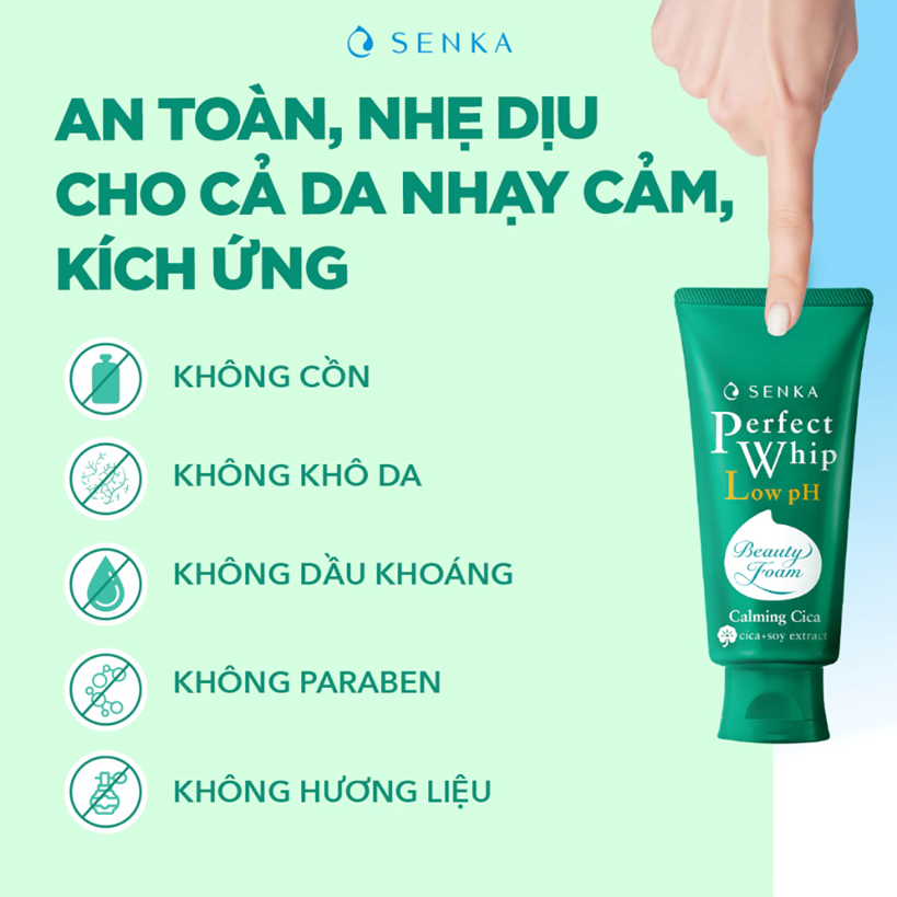  Sữa Rửa Mặt Rau Má Lành Tính SENKA PERFECT WHIP LOW pH CALMING CICA 120 g 