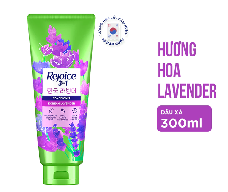  Kem Xả Tóc REJOICE 3 Trong 1 Với Dưỡng Chất Từ Tinh Dầu Argan Siêu Mềm Mượt /Hoa Hồng JeJu/ Lavender 300 ml 