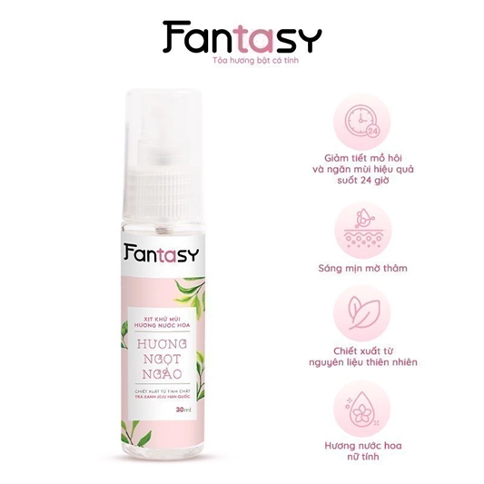  Xịt Khử Mùi Hương Nước Hoa FANTASY Giúp Da Sáng Mịn, Mờ Thâm 30ml 