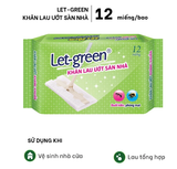  Khăn Ướt Lau Sàn LET-GREEN Kháng Khuẩn, Đuổi Kiến, Phòng Mạt 12 Tờ/Bao 