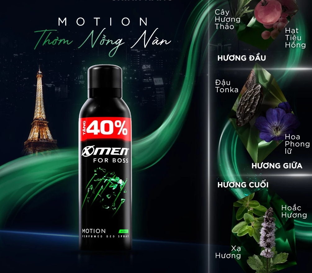  [Tặng thêm 40% dung tích] Xịt khử mùi XMen For Boss Intense/ Luxury/Legend/Motion 210ml - Hương Nước Hoa Châu Âu 