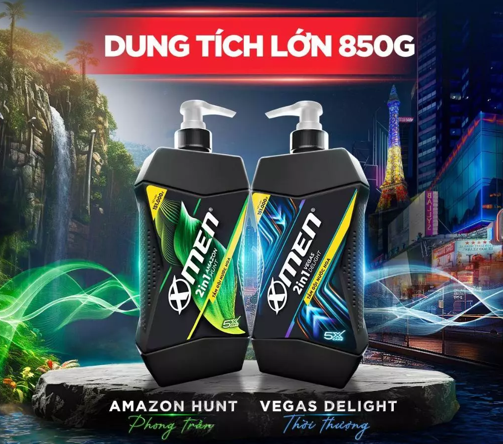  Tắm Gội XMen Amazon Hunt/Vegas Delight 630g/850g - Hương Nước Hoa Phong Trần 