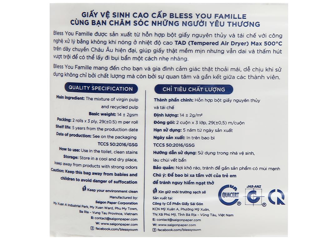 Giấy vệ sinh Bless you Famille 3 lớp 