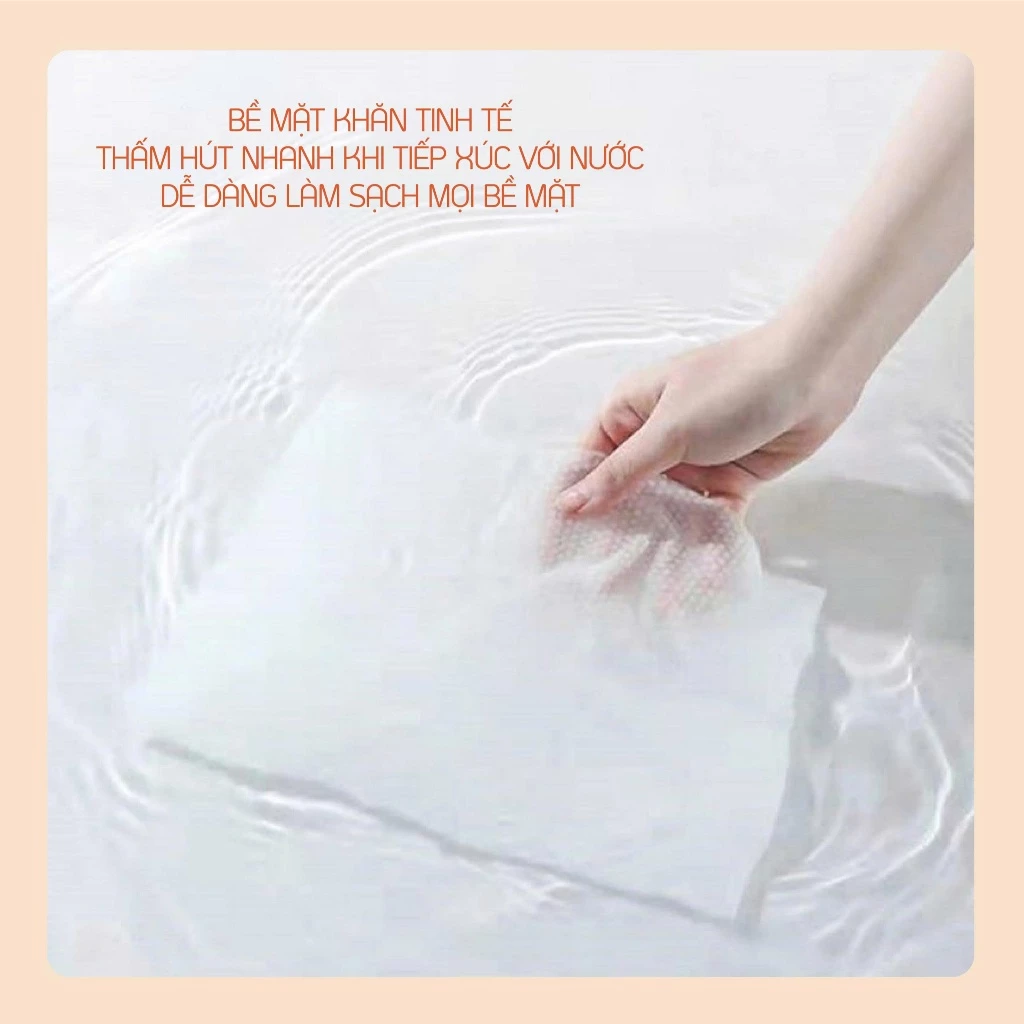  Khăn Cotton Đa Năng MyLan Nhũ Cam Cao Cấp 60 Tờ/ Khổ Giấy 200x200mm 