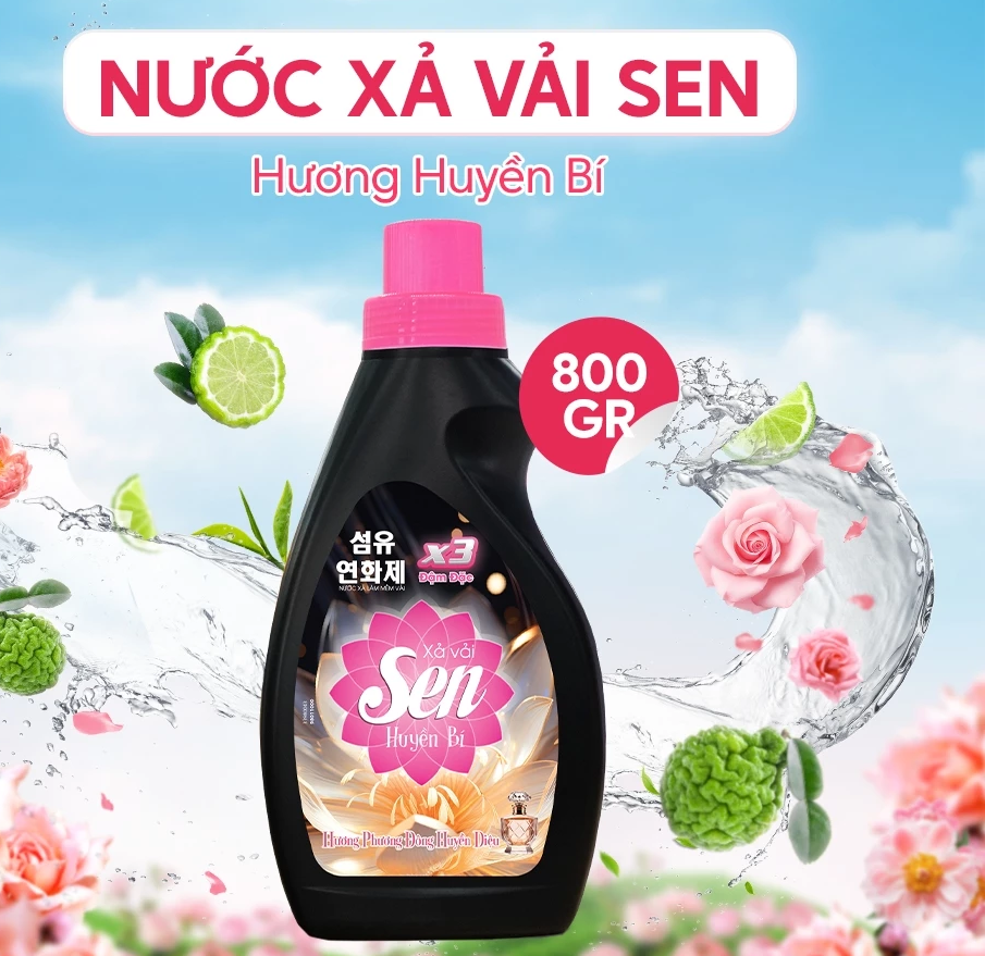  Nước Xả Mềm Vải SEN Đậm Đặc Hương Nước Hoa Lưu Hương Bền Lâu Quần Áo Thơm Mát Khử Mùi Khó Chịu 800g 