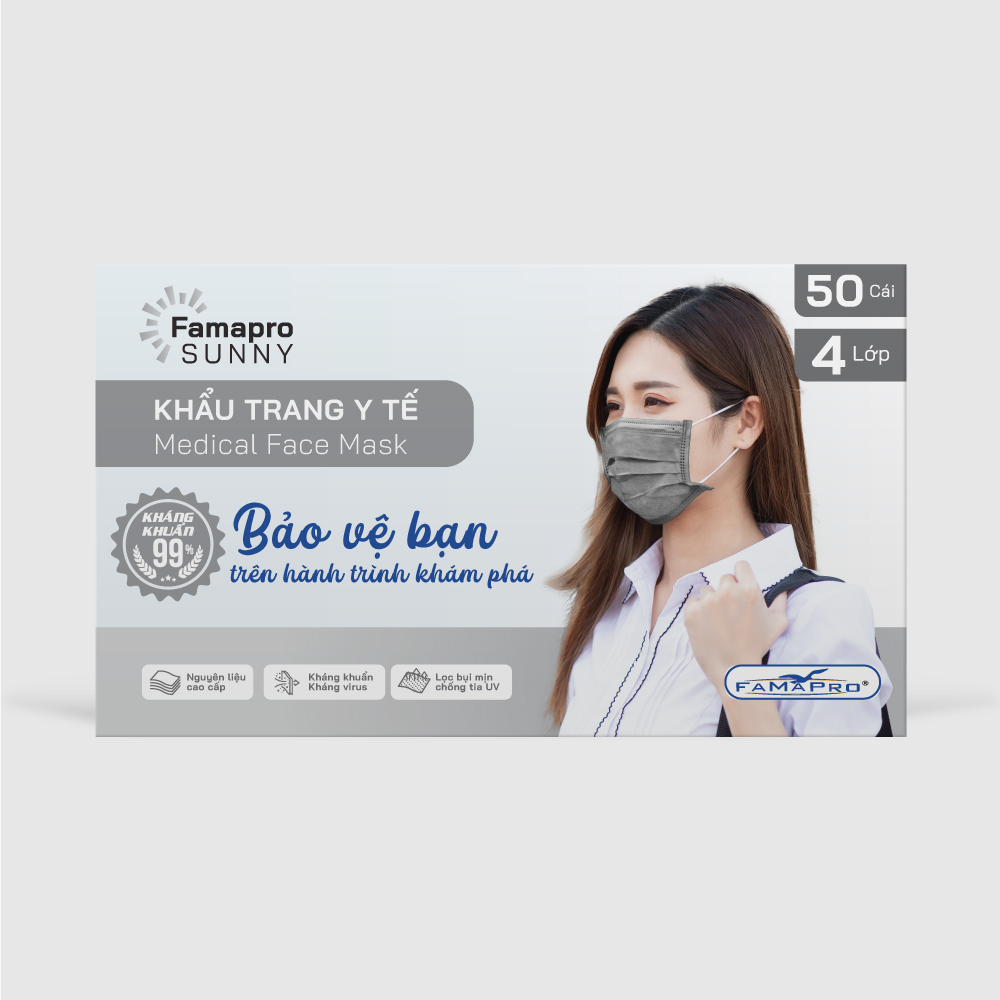  Khẩu trang y tế Famapro Sunny 4 lớp 50 cái/ hộp 